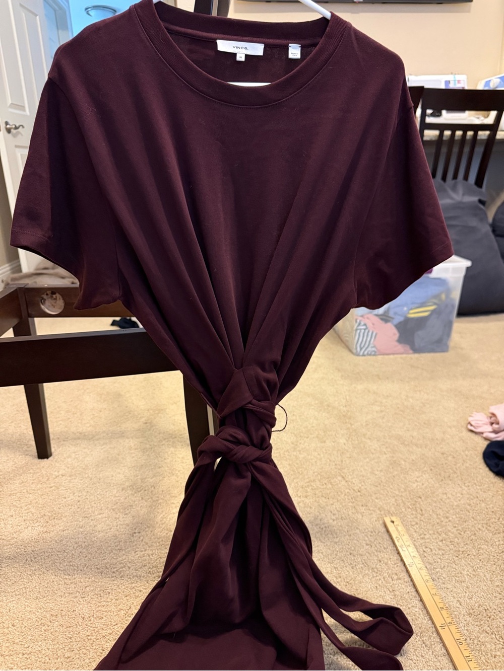 Vince Knot-Front Maxi Dress in Deep Wine